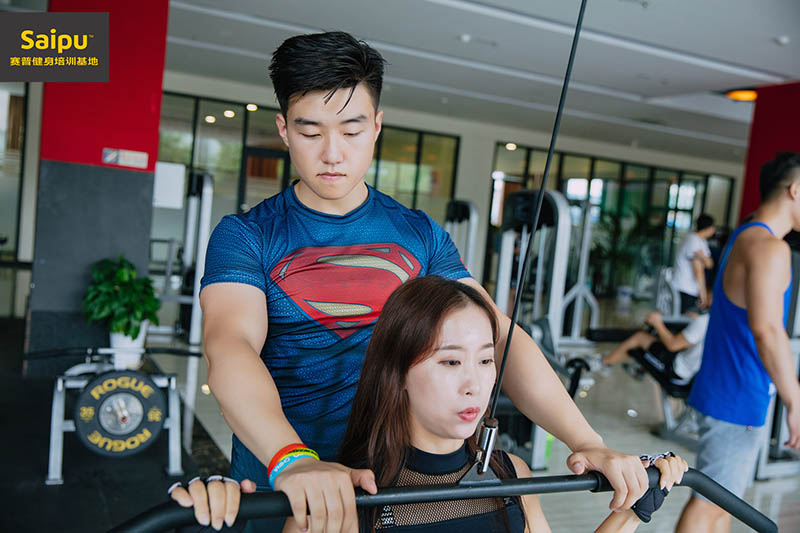赛普学员利用SPFT体适能训练模型进行相互指导